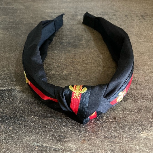 Classic Bee Headband Black Red Gold 2" Knot 1.5" Wide Hair Accessory - Picture 1 of 6